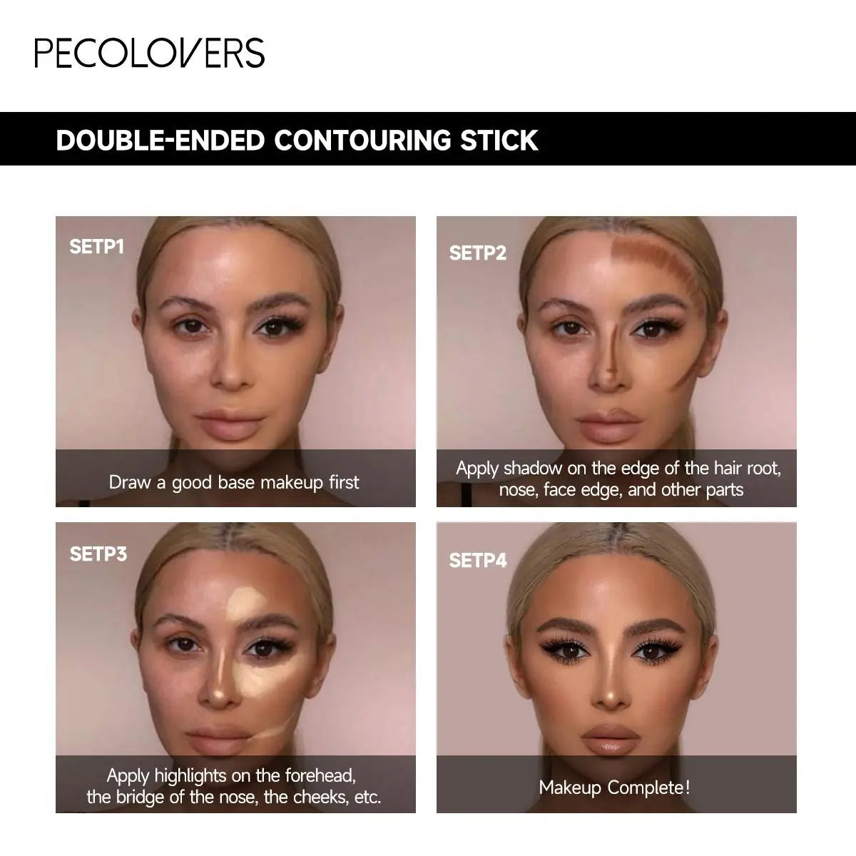 Double Head Highlighter Pen Face Bronzer Make up Base Stick Contouring Foundation Contour Makeup Matte Stick Pen Cosmetics